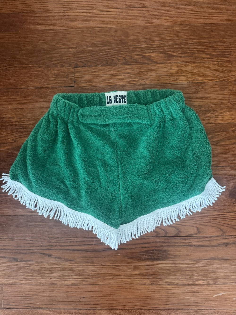 LA Veste Green Terry Fringe Women’s Shorts